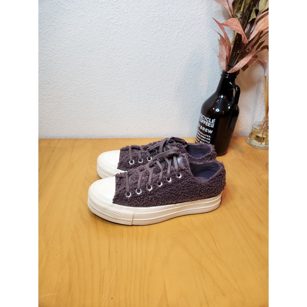 Converse‎ All Star Low Top Teddy Fleece Bouclé Platform Sneakers Women 7.5 - Picture 5 of 8